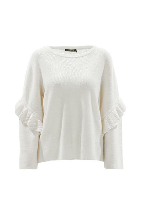 BOATNECK SWT LS RUCHE DETAILS WHITE 1