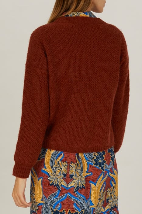 LOOSE V-NECK CARDI LS BROWN 5