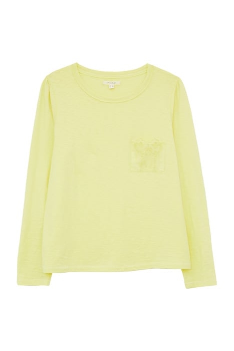 CROCHET POCKET TEE LIGHT YELLOW 1