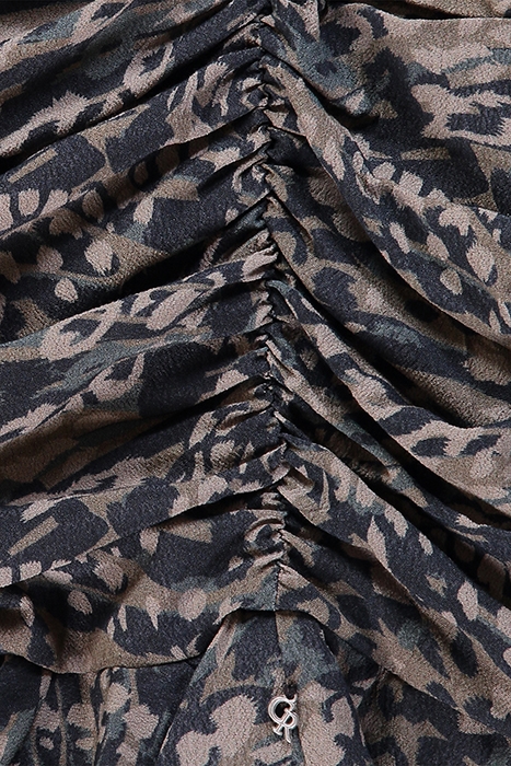 GWYN ANIMAL RUFFLE MINI GATHERING SKIRT MEDIUM BROWN 3