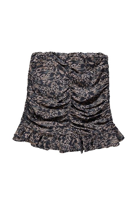 GWYN ANIMAL RUFFLE MINI GATHERING SKIRT MEDIUM BROWN 2