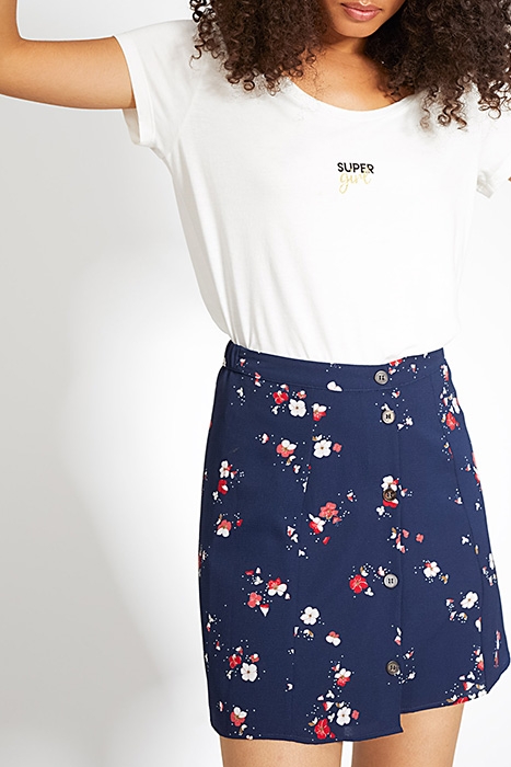 NAVY BLUE FLORAL PREPPY PRINT SKIRT 1