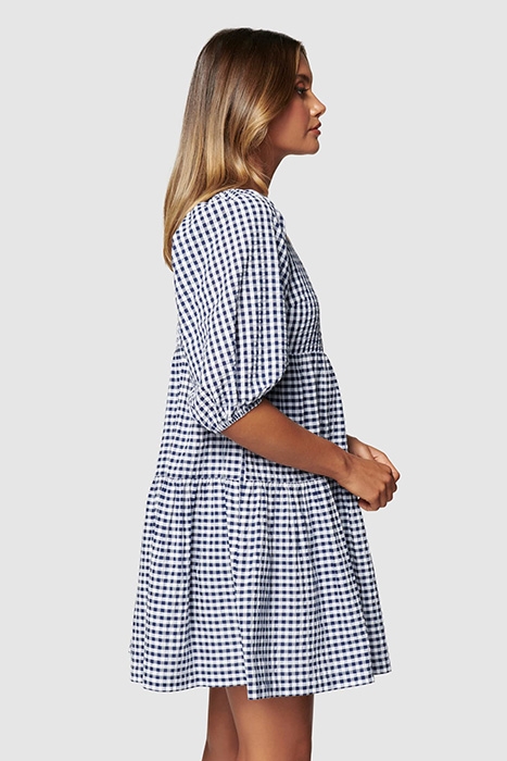 RUBI COTTON BABYDOLL DRESS BLACK & WHITE GINGHAM 4