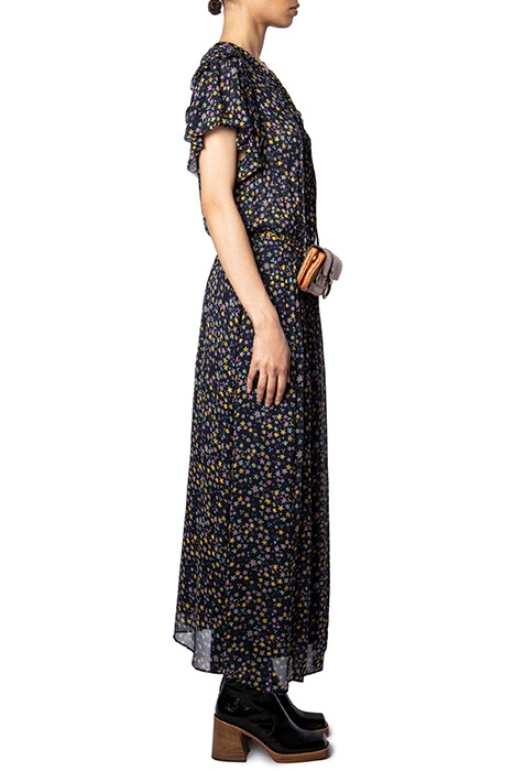 RAINY CRINKLE PRINT ETOILES ROBE ENCRE 3