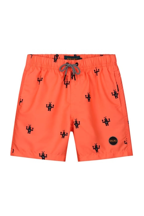 BOYS SWIMSHORT SHIWI ROBOT NEON ORANGE 1