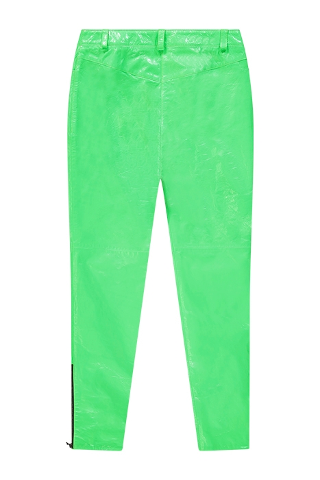 WOMEN'S LEATHER SKINNY PANTS NEON GREEN 2
