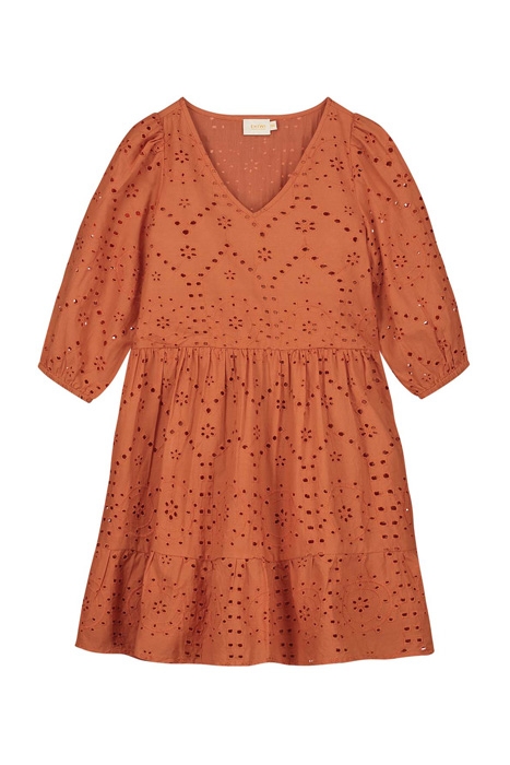 GIRLS TUSCANY DRESS BRODERIE ANGLAISE SPICE ROUTE BROWN 1