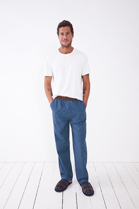 BARDON CHECK POPLIN PJ BOTTOM NAVY MULTI 4