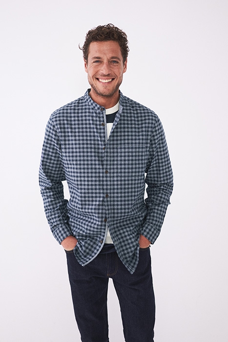 GORSE GRANDAD CHECK SHIRT DARK NAVY 2