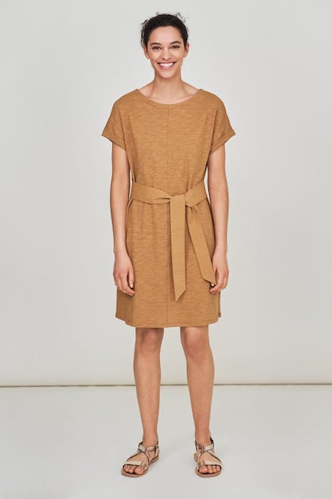 BELTED JERSEY DRESS MID BROWN 2