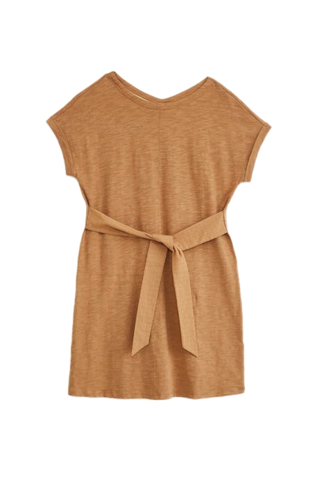 BELTED JERSEY DRESS MID BROWN 1