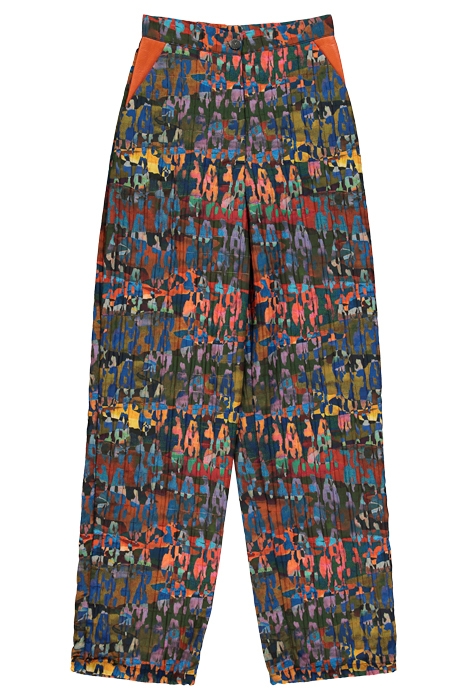 WOMEN'S WIDE LEG CAMOU PANTS WITH LEATHER POCKETS CAMOU PRIN 1