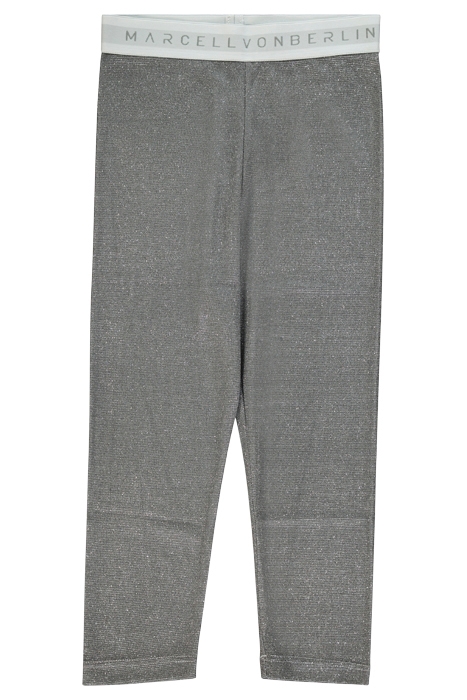 WOMAN'S GLITTER LEGGINS SILVER WITH LOGO TAPE WHITE SILVER 1