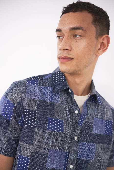 PATCHWORK PRINTED SHIRT DARK NAVY 2