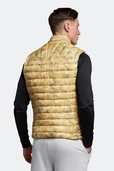 LIGHTWEIGHT QUILTED COLLAR GILET BAY GREEN PRINT 2