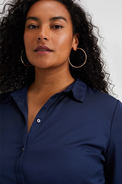 LADIES SHIRT DRESS WITH PATTERN AND TIE BELT - CURVE DARK 4