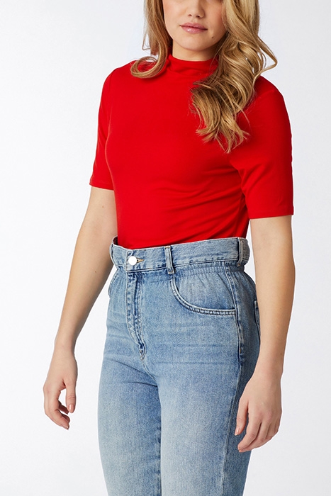 ECOVERO FUNNEL NECK - T-SHIRT SCARLET RED 2