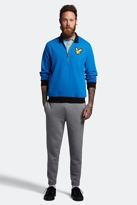 BLOCK MARL 1/2 ZIP TRACK POLO BRIGHT BLUE MARL 3