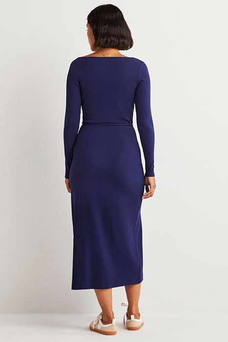 JERSEY RIB MIDI DRESS NAV 3