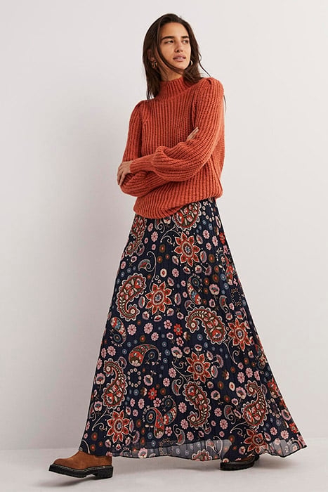 PLEATED PARTY MAXI SKIRT NAV 3