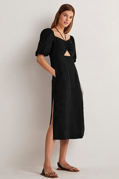 HALTERNECK CUTOUT COLUMN DRESS BLK 3