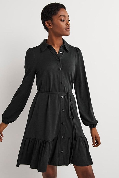 TIERED JERSEY MINI SHIRT DRESS CHK 1