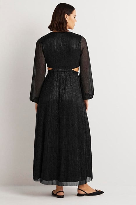 METALLIC CUT-OUT MAXI DRESS BLK 2