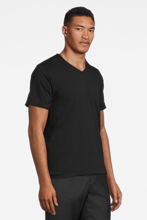 BASIC V-NECK TEE SLUB JERSEY BLACK 4