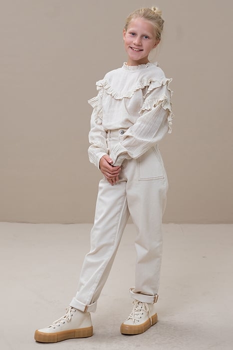 GIRLS SMILEY RAW PANT OFF WHITE 3