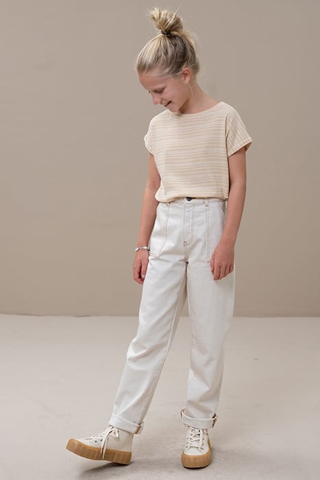 GIRLS SMILEY RAW PANT OFF WHITE 2