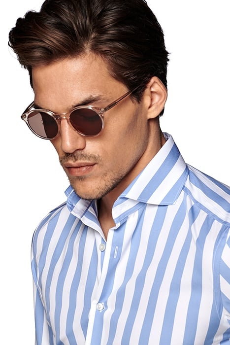Mid Blue Striped Slim Fit Shirt 7