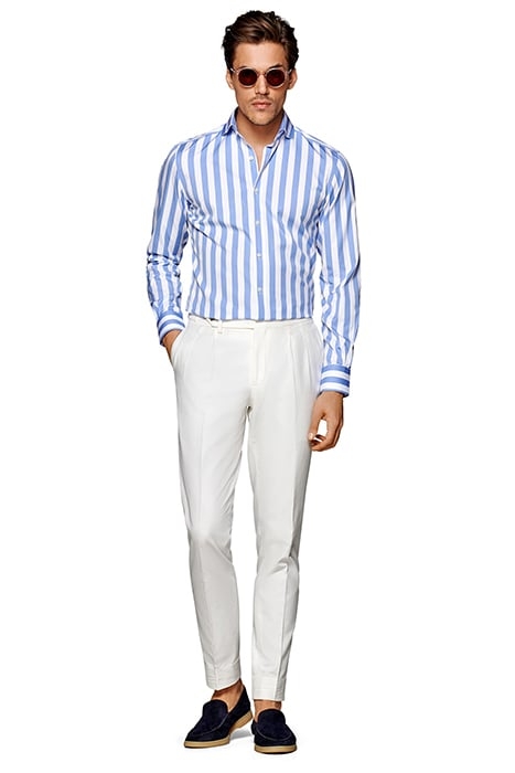 Mid Blue Striped Slim Fit Shirt 4