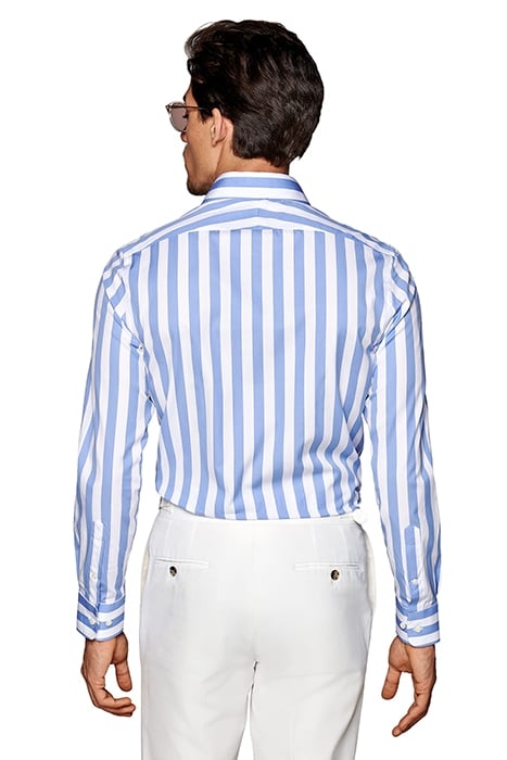 Mid Blue Striped Slim Fit Shirt 3