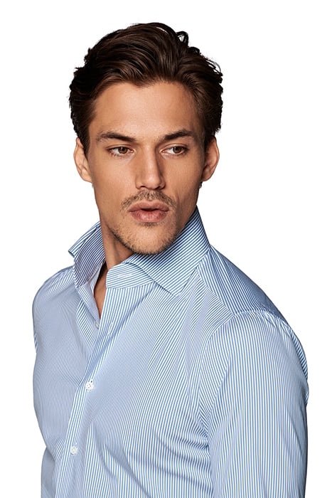 Mid Blue Striped Extra Slim Fit Shirt 6