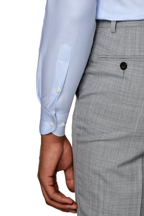 Light Blue Striped Twill Slim Fit Shirt 8