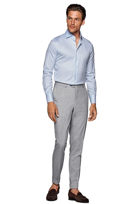 LIGHT BLUE STRIPED TWILL SLIM FIT SHIRT 4