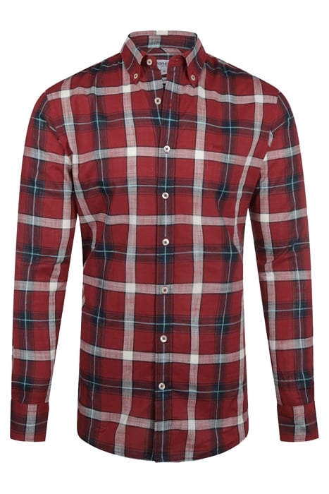 COTTON CHECK SHIRT L/S RF DARK RED 1