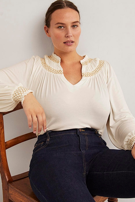 SMOCKED YOKE METALLIC TOP IVO 3