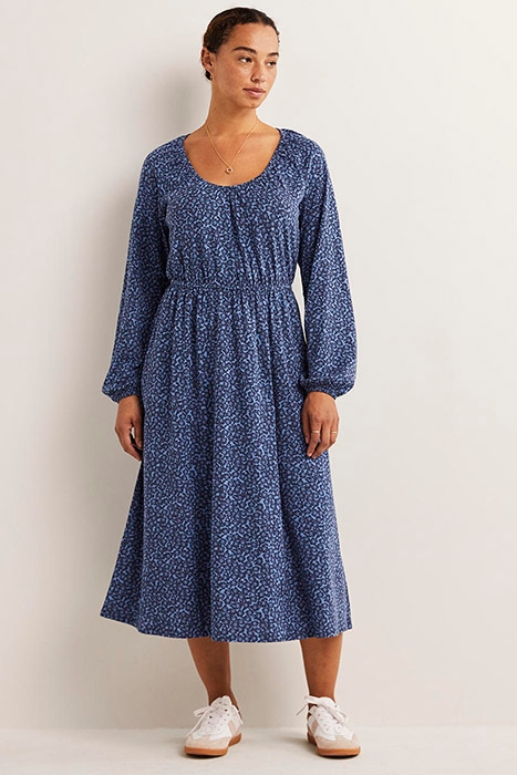 SCOOP NECK JERSEY MIDI DRESS LBL 1