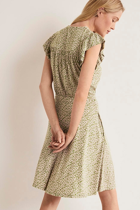 RUFFLE PRINTED MINI DRESS GRN 2