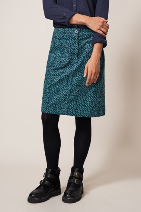 MELODY  CORD SKIRT TEAL 1
