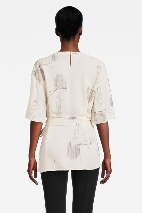 DOUBLE WRAP PRINTED BLOUSE CHALK/SLAT 2