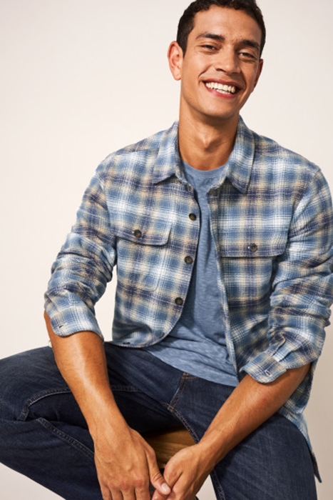 DARWEN CHECK OVERSHIRT MID BLUE 2