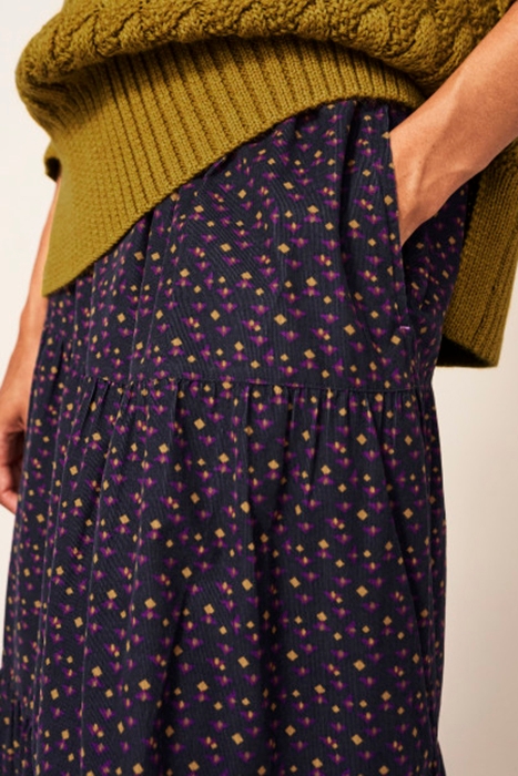 JADE CORD TIERED SKIRT GREY 3