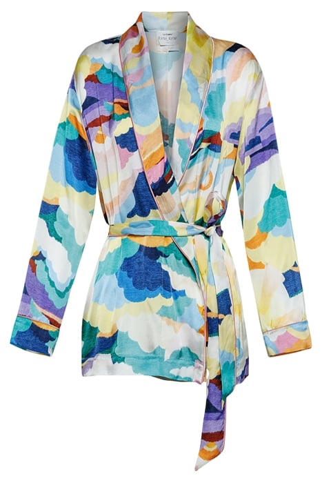 "UP ABOVE THE SKY" PRINT SATIN BELTED JACKET MORNING 1