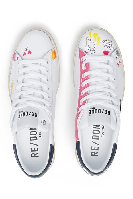 70S TENNIS SHOE DOODLE WHITE NAVY 3