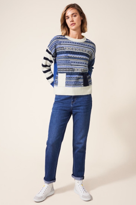 FAIRISLE MIX STRIPE JUMPER BLUE MLT 2