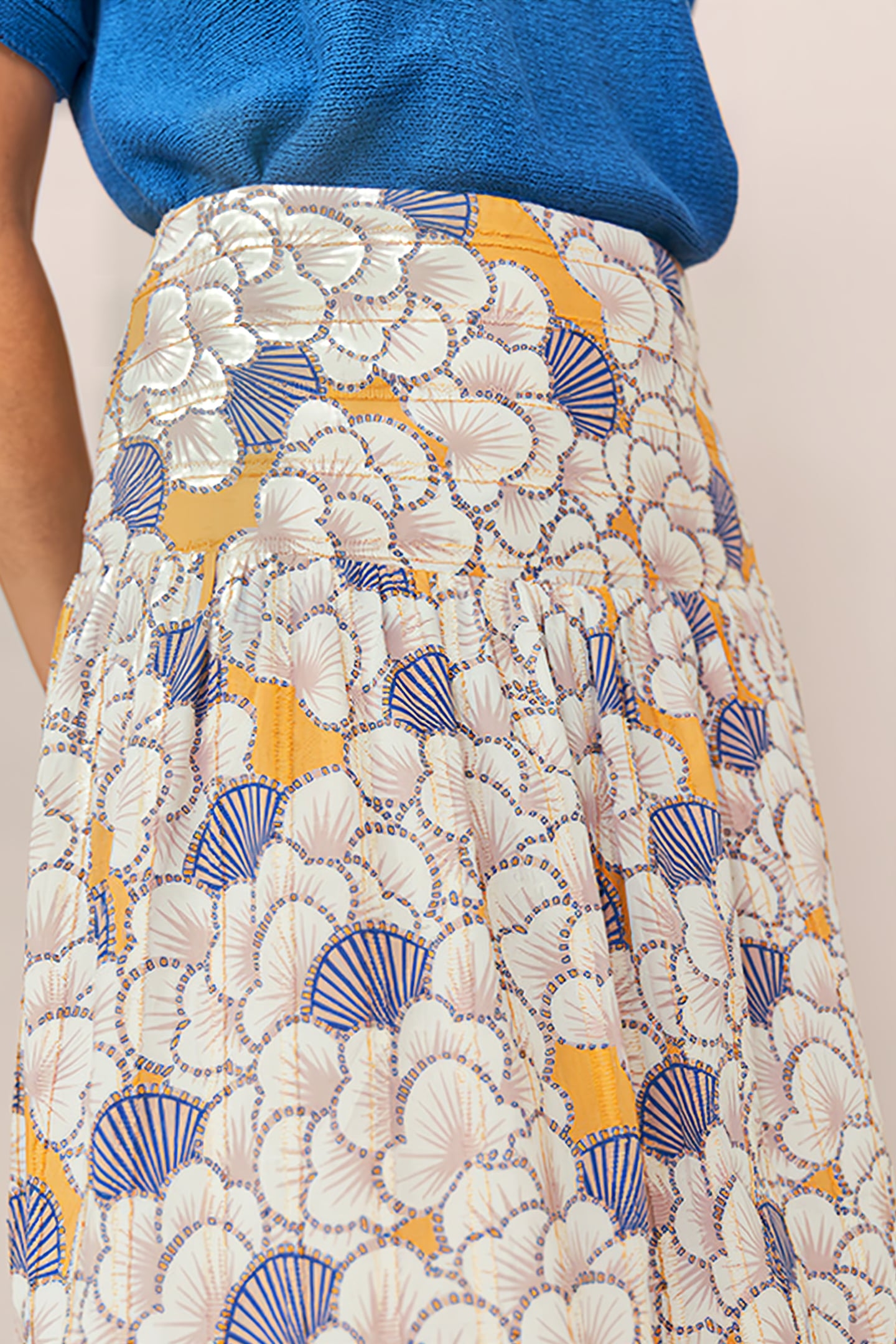 AVA COTTON MIDI SKIRT YELLOW MULTI 4