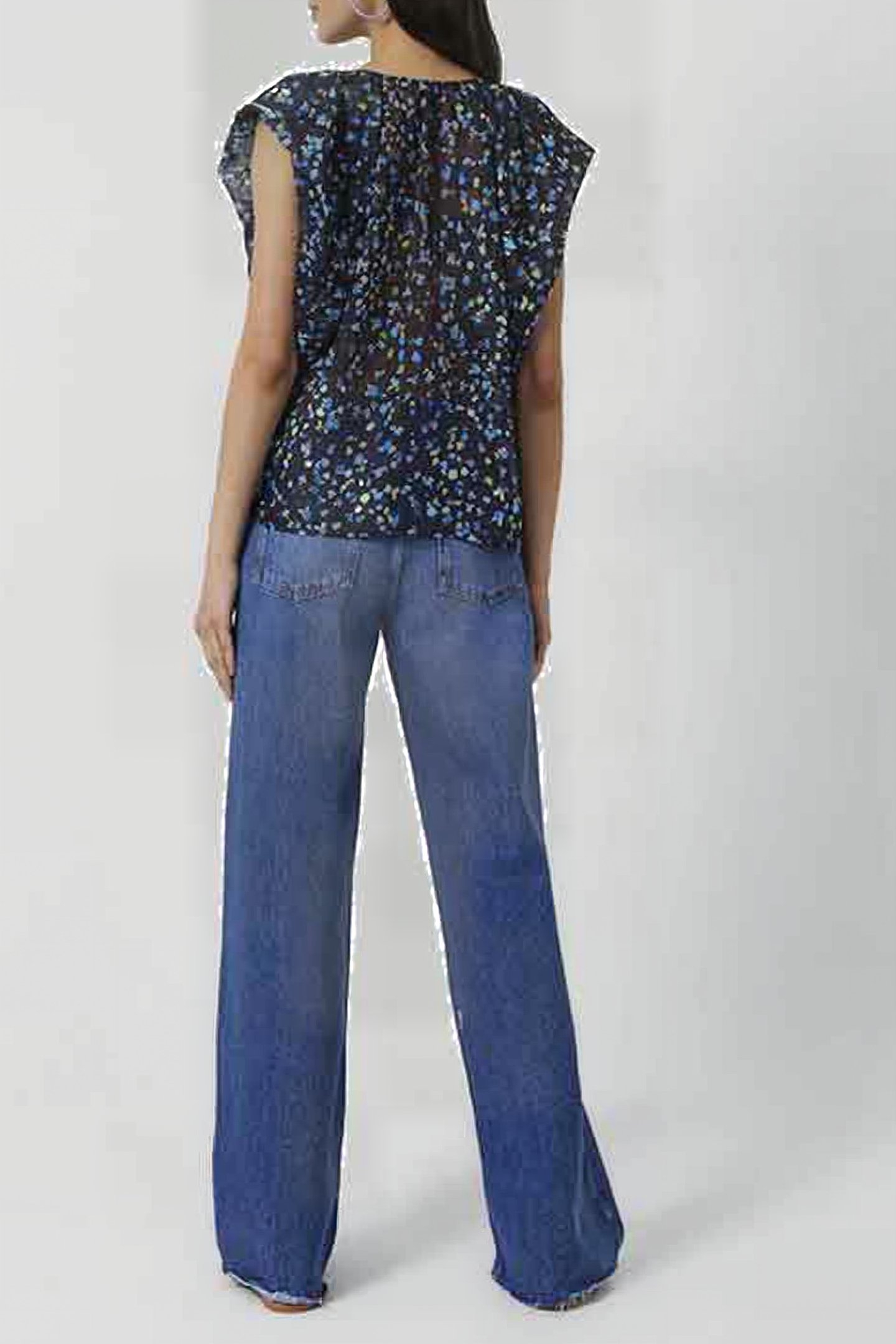 FERNA BELLA V-NECK BLOUSE BLACK MULTI 3