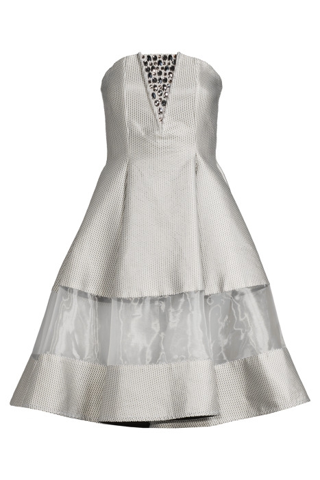 WOMEN‘S MIDI CORSET DRESS WITH SWAROVSKI CRYSTALS SILVER GRA 3